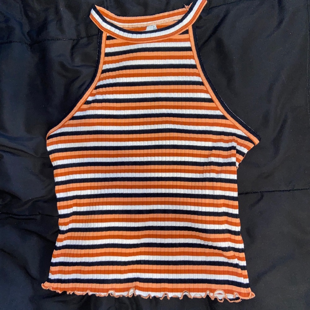 High Neck Striped Top